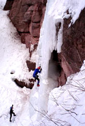 Sue McEvoy & Doris Downey climbing the Redstone Pillar, Photo by Chuck Downey